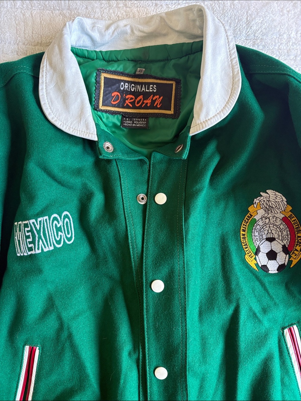 D’Roan Mexico Liga Nacional Vintage & Rare Leather/Wool Jacket XL - Picture 4 of 8